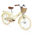 thumbnail image 1 of iRerts 20 Inch Girls Bike for 7-10 Years Old Kids, Kids Bike with Basket, Brown Leather Saddle, Coaster Brakes, Retro Style Girls Bicycle Kids Cycle Bikes, Kids Bicycle for Gifts, Yellow, 1 of 8