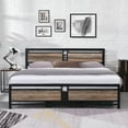 thumbnail image 1 of iRerts King Size Platform bed frame, Industrial Heavy Duty Metal King Bed Frame Mattress Foundation with 1100 LBS Weight Capacity, Noise-Free, No Box Spring Needed, Wood Headboard, 1 of 8