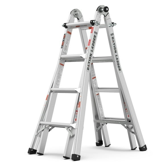 iRerts Ladders, 17ft Multifunctional Aluminum Alloy Telescopic Ladder, Portable A Frame Ladder with Embedded Lock and Non-Slip Foot Pad, Adjustable Extension Ladder for Household Engineering, Silver