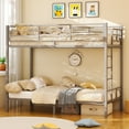 thumbnail image 1 of iRerts Metal Bunk Bed Twin Over Twin, Modern Bunkbeds Heavy Duty Iron Bed with Safety Guard Rails and Space-Saving, Steel Bed Twin Over Twin Bunk Bed for School Bedroom, Gray, 1 of 11