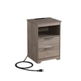 thumbnail image 1 of iRerts Nightstand with Charging Station, Side Table with Drawers, End Table with Open Shelf, Bedside Table with USB Ports and Outlets, Night Stand for Bedroom Living Room, Gray, 1 of 6