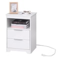 thumbnail image 1 of iRerts Nightstand with Charging Station, Side Table with Drawers, End Table with Open Shelf, Bedside Table with USB Ports and Outlets, Night Stand for Bedroom Living Room, White, 1 of 8