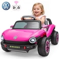 thumbnail image 1 of 12V Electric Ride on Cars, Licensed Volkswagen Beetle Ride on Toys with Remote Control, Bluetooth, USB Port, Music, Rear Storage, LED Lights, Battery Powered Toddlers Electric Car for Kids Ages 3+, 1 of 10
