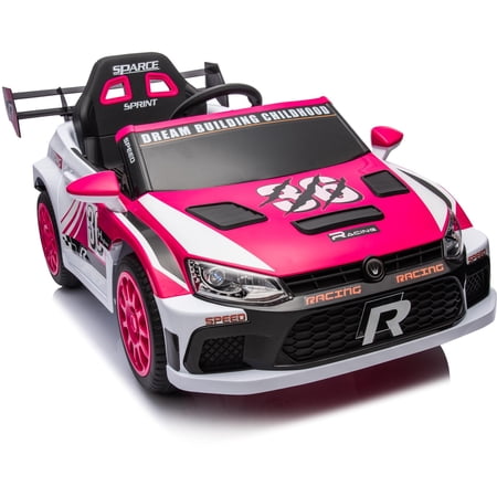 iRerts Pink 12V Powered Ride on Cars with Remote Control, 4 Wheeler Electric Car Vehicle for Kids Boys Girls 3-6 Years Old, Kids Ride on Toy with Swaying, Bluetooth, Music, USB/AUX Port, LED Light