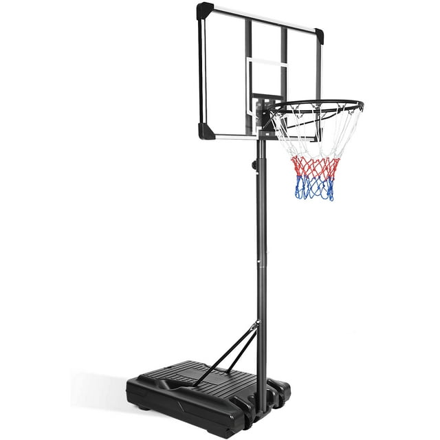 iRerts Portable Basketball Hoop for Teens Kids, Height Adjusted 6.2-8.5ft Indoor Basketball Goal System, Basketball Hoop Outdoor with Wheels and Backboard for Playground Backyard, Black