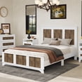 thumbnail image 1 of iRerts Queen Platform Bed Frame with Headboard, Farmhouse Wooden Queen Bed Frame, Modern Bed Frame Queen Size with Wood Slats Support, No Box Spring Needed, White, 1 of 8