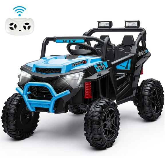 iRerts 24V Powered Ride on Toys, Electric Ride on UTV with Remote Control, Four-Wheel Suspension, LED Lights, Bluetooth Music, Ride on Cars Vehicle for Kids Ages 3-6, Blue