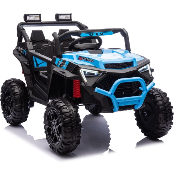 24V Powered Ride on Toys, Ucades Electric Ride on UTV with Remote Control, Four-Wheel Suspension, LED Lights, Bluetooth Music, Ride on Cars Vehicle for Kids Ages 3-6, Blue