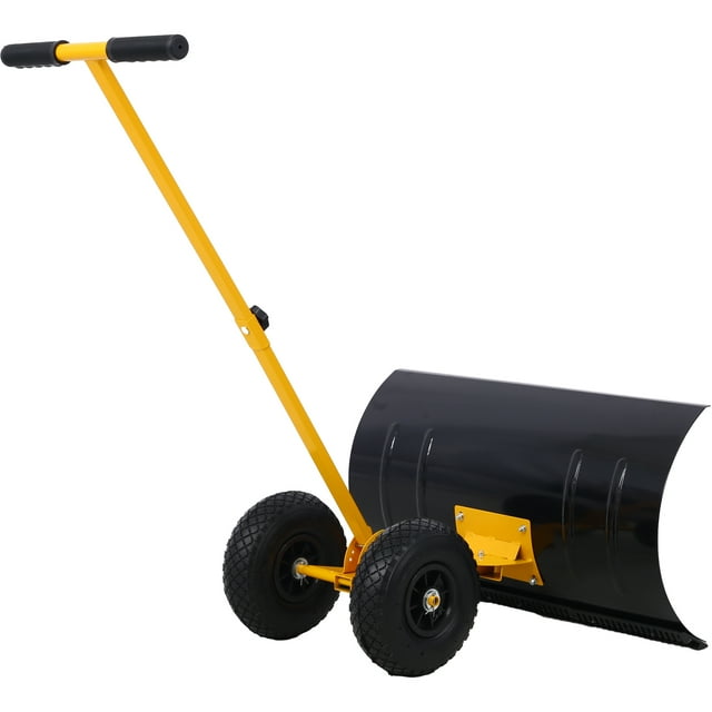 iRerts Snow Shovel with wheels, Snow Pusher Snow Removal Tool with Cushioned Adjustable Angle