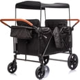 thumbnail image 1 of Ucades Wagon Stroller for 4 Kids, Foldable 4-Seater Stroller Wagon with Removable Canopy, Snack Tray, Convertible Seats, 5-Point Harness, Dual Adjustable Handles, All-Terrain PU Wheels, Black, 1 of 10