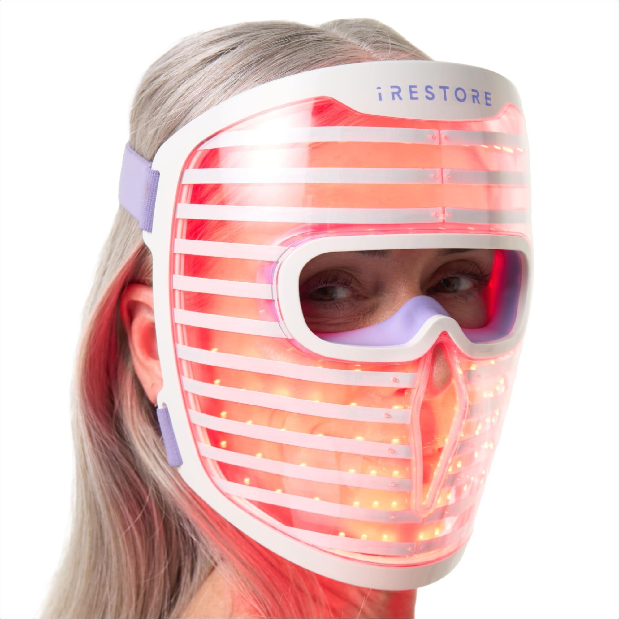 iRestore Red Light Therapy for Face - Anti Aging LED Face Mask for Youthful Radiant Skin with Reduced Wrinkles, Fine Lines - Red, Blue & Infrared Therapy Mask - Facial Skincare Device with 360 LEDs
