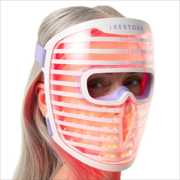 iRestore Red Light Therapy for Face - Anti Aging LED Face Mask for Youthful Radiant Skin with Reduced Wrinkles, Fine Lines - Red, Blue & Infrared Therapy Mask - Facial Skincare Device with 360 LEDs