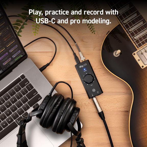 iRig USB Guitar Audio Interface - 24-bit 48 kHz Recording Studio Equipment with USB C for PC