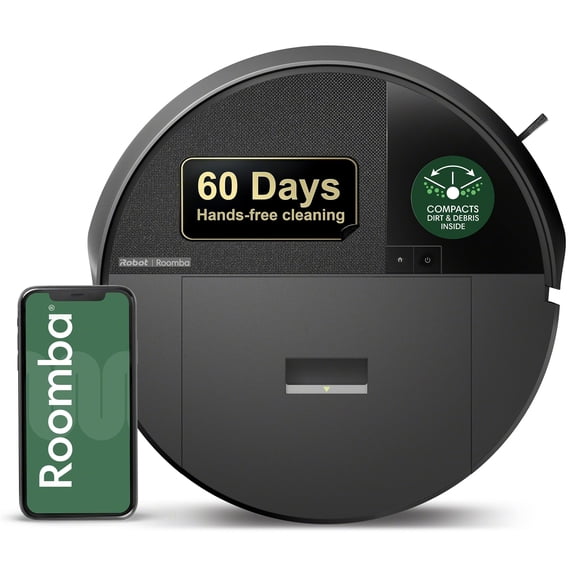 iRobot Roomba 205 DustCompactor Vac Robot Vacuum - Compacts Dirt Inside, No Emptying for 60 Days, Space Saving, No Dock Needed, Bagless, Intense Power-Lifting Suction, LiDAR Navigation, Multi-Surface