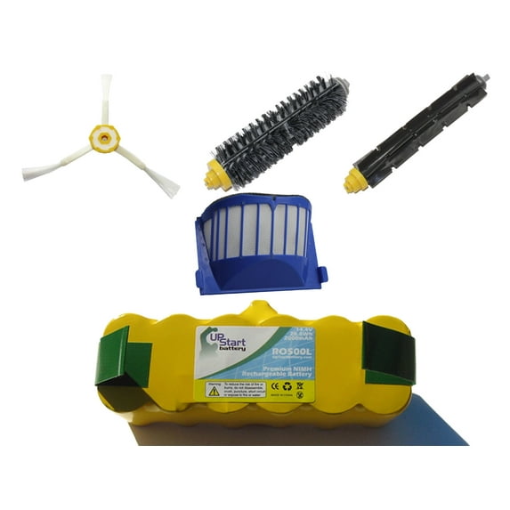 iRobot Roomba 585 Battery, Filter, Bristle Brush, Beater Brush and 3-Arm Brush - Kit Includes 1 Battery, 1 AeroVac Filter, 1 Bristle Brush, 1 Beater Brush and 1 3-Arm Brush