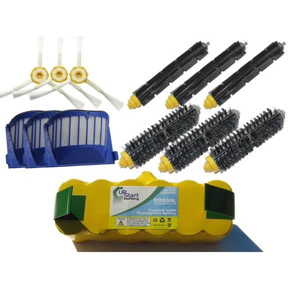 iRobot Roomba 630 Battery, Filters, Bristle Brushes, Beater Brushes and 3-Arm Brushes - Kit Includes 1 Battery, 3 AeroVac Filters, 3 Bristle Brushes, 3 Beater Brushes and 3 3-Arm Brushes