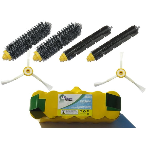 iRobot Roomba 770 Battery, 3-Arm Side Brushes, Bristle Brush, Flexible Beater Brush - Kit Includes 1 Battery, 2 3-Arm Side Brushes, 2 Bristle Brush, 2 Flexible Beater Brush