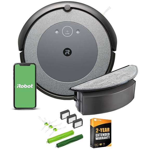 iRobot i517020 Roomba Combo i5 Robot Vacuum & Mop with Smart Mapping Bundle with 2 YR CPS Enhanced Protection Pack and Deco Essentials Accessory kit