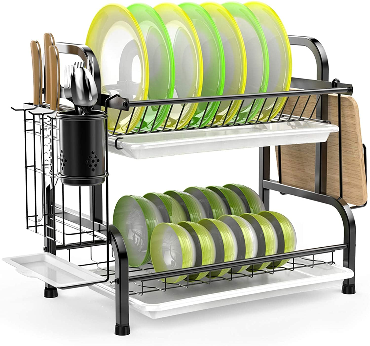EPSY 2 Tier Dish Drying Rack - Roomy Drying Dish Rack, Stainless Steel  Kitchen Dish Drying Rack with Dish Drying Mat, Dish Racks for Kitchen  Counter