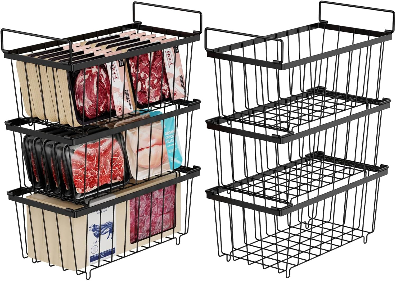 iSPECLE Deep Freezer Organizer Bins - 6 Pack Stackable Freezer ...