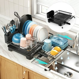 Tolobeve Large Dish Drying Rack and Dish Drainer 1 Tier Multifunctional Dish Rack for Kitchen Counter Black Walmart