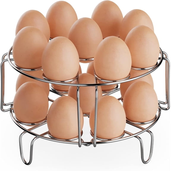 iSPECLE Egg Steamer Rack - Stainless Steel Trivet for 8 Quart Pressure Cooker, Cooks 18 Eggs, Stackable Steam Rack Insert Instant Pot Accessories, 7.87 Inch, 2 Packs