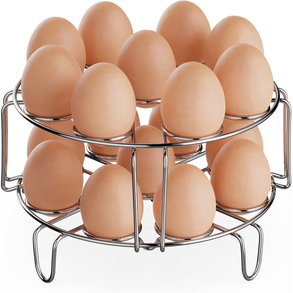 iSPECLE Egg Steamer Rack, 2-Pack Stainless Steel Stackable Egg Trivet for Instant Pot 8 Qt Pressure Cooker, Holds 18 Eggs, 7.87 Inch