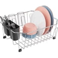 thumbnail image 1 of iSPECLE Small in Sink Dish Drying Rack - Stainless Steel Compact Dish Drainer for RV Kitchen Apartment Sink, Rust Resistant Inside Sink Rack, 1–2 Person Households, 11.6" W x 13.4" L, Silver, 1 of 9