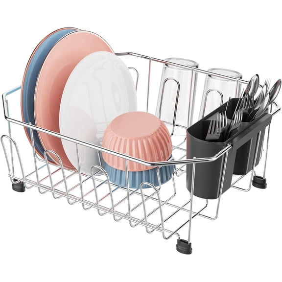 iSPECLE Small in Sink Dish Drying Rack - Stainless Steel Dish Rackr RV Apartment Kitchen Sink, 13.4" L x 11.6" W, Silver