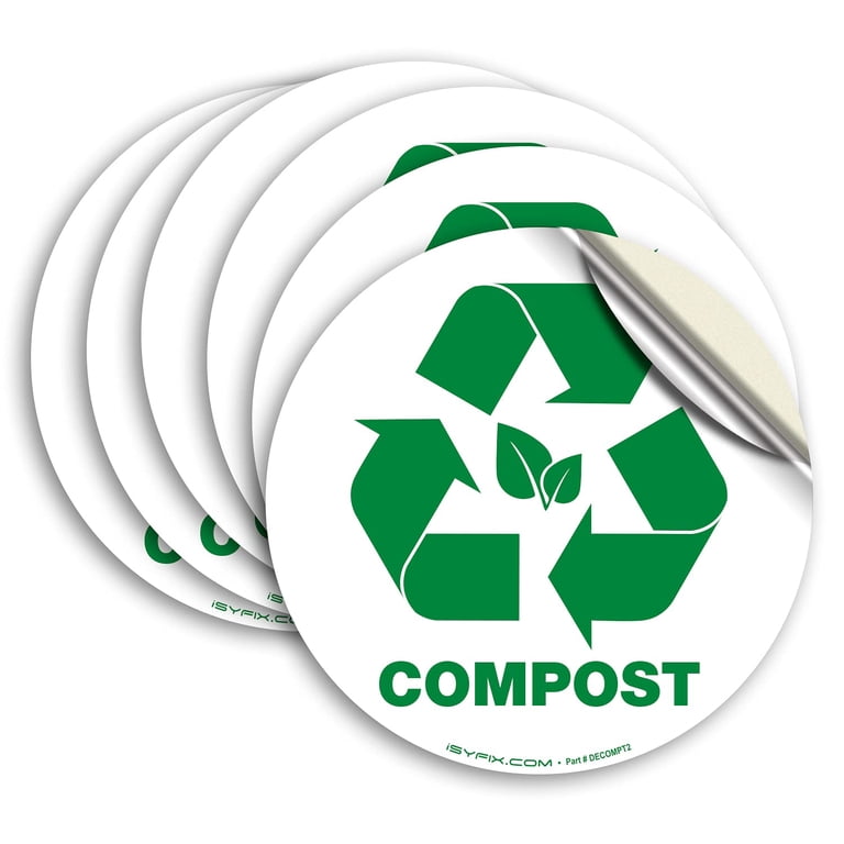 5x5 Inch Green Recycle Decals 6-Pack Recycle Logo Stickers - 5x5 Inch ...