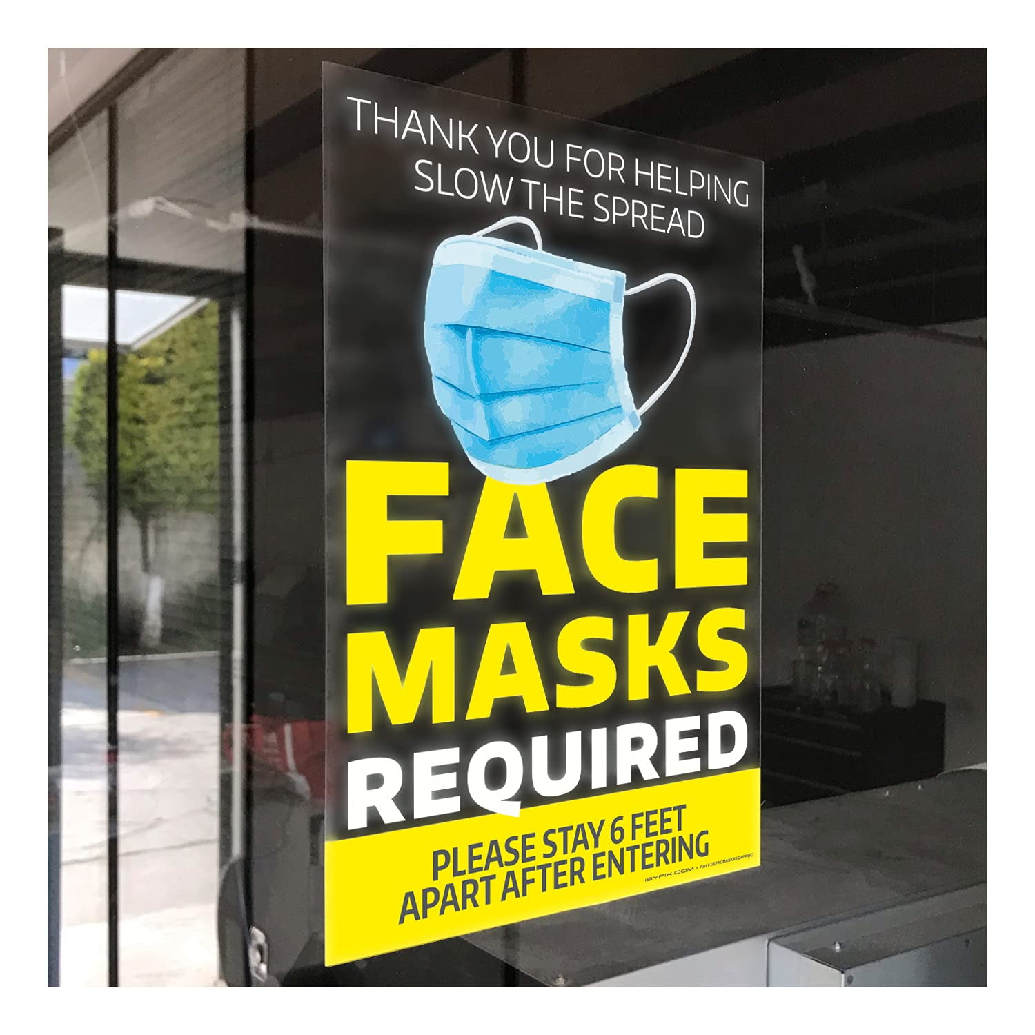 iSYFIX Face Mask Required Window Cling 4 Pack 7x10 Inch Premium