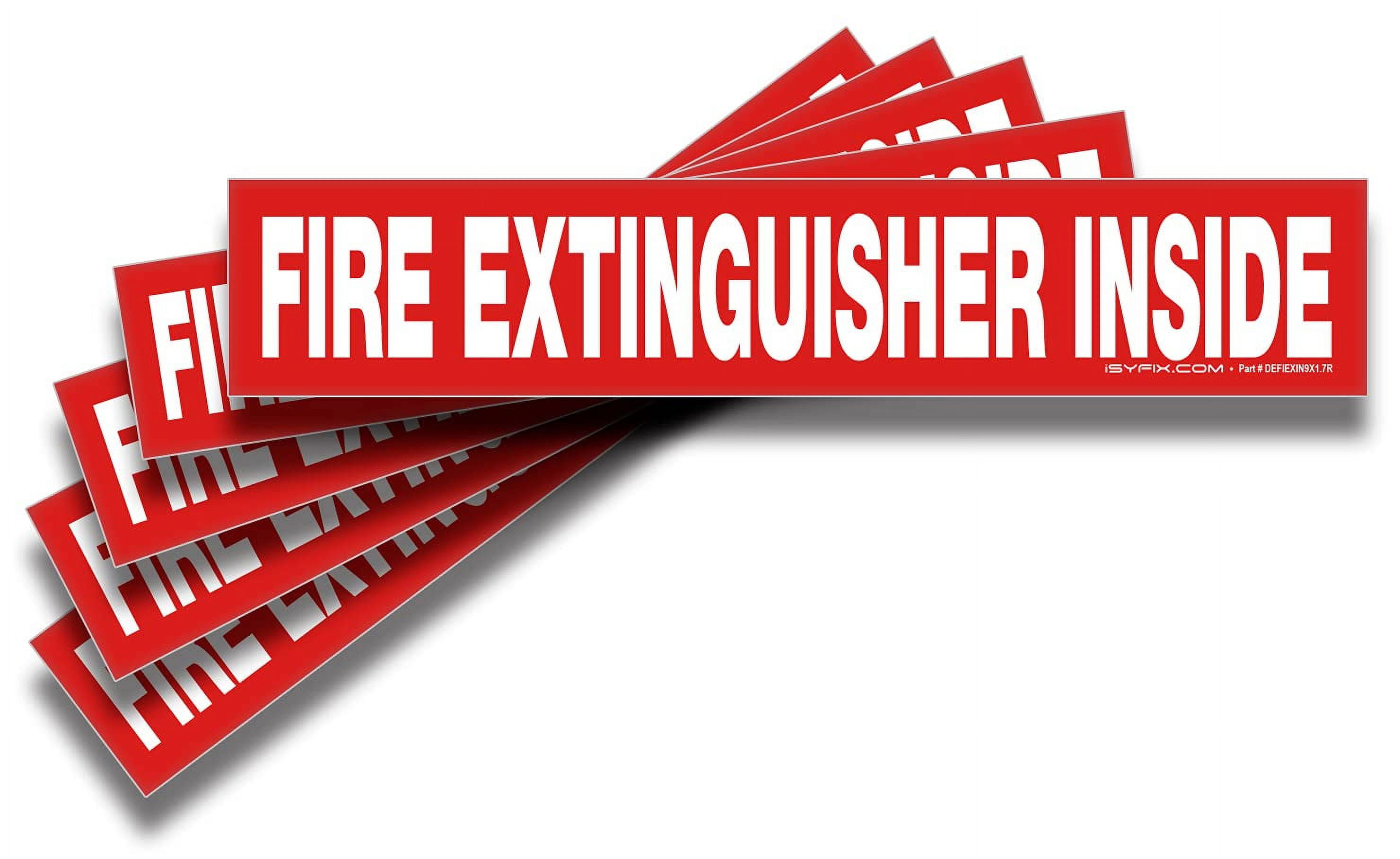 iSYFIX Fire Extinguisher Inside Signs Stickers for Trucks 5 Pack 9x1.7
