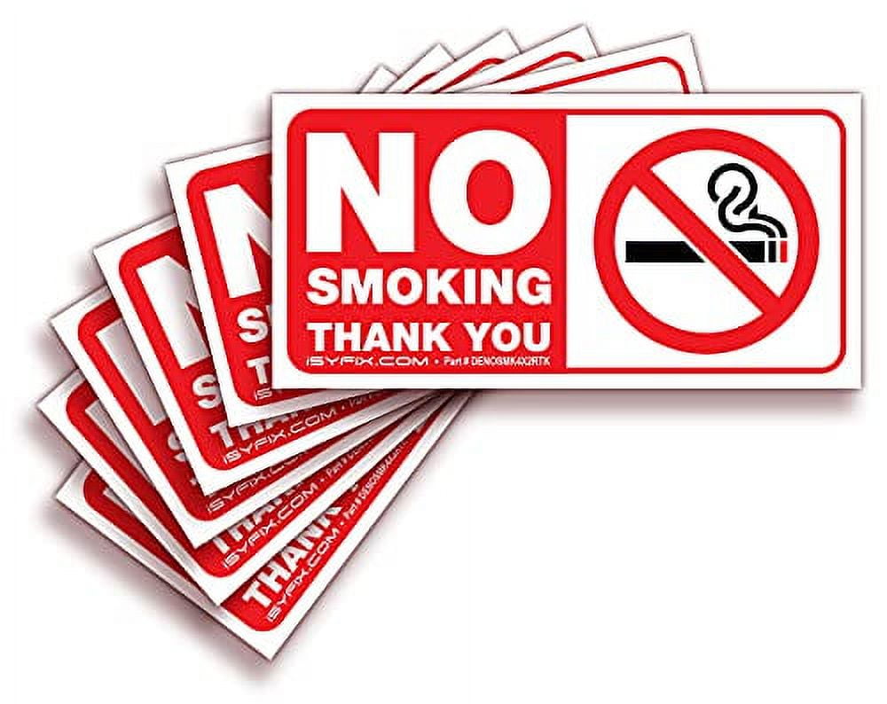 No Smoking Stickers 4-Pack – 6x7 Inch Vinyl Signs For Smoke-Free Areas