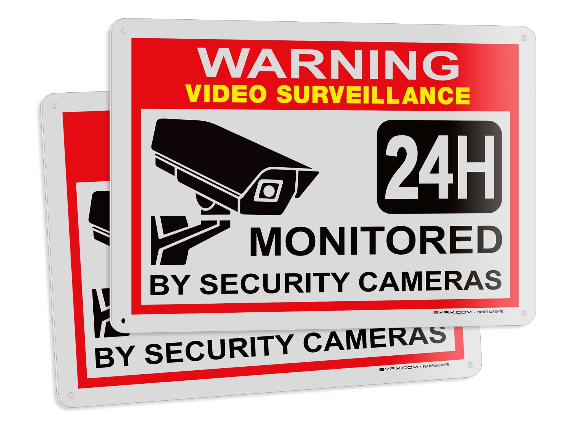 iSYFIX Video Surveillance Sign – 2 Pack Reflective Silver 10x7 Inch ...