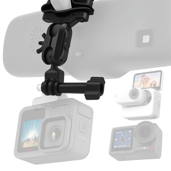 iSaddle Vehicle Mount for GoPro/Insta360/DJI Sport Cam-Rearview Mirror Mount for Gopro Hero 13/12/11/10/9/8/7/6/5/4/3/Max, Insta360 One X5 X4 X3 X2 Go3, DJI Osmo Action 5 Pro/4/3/2 Action Cam Holder