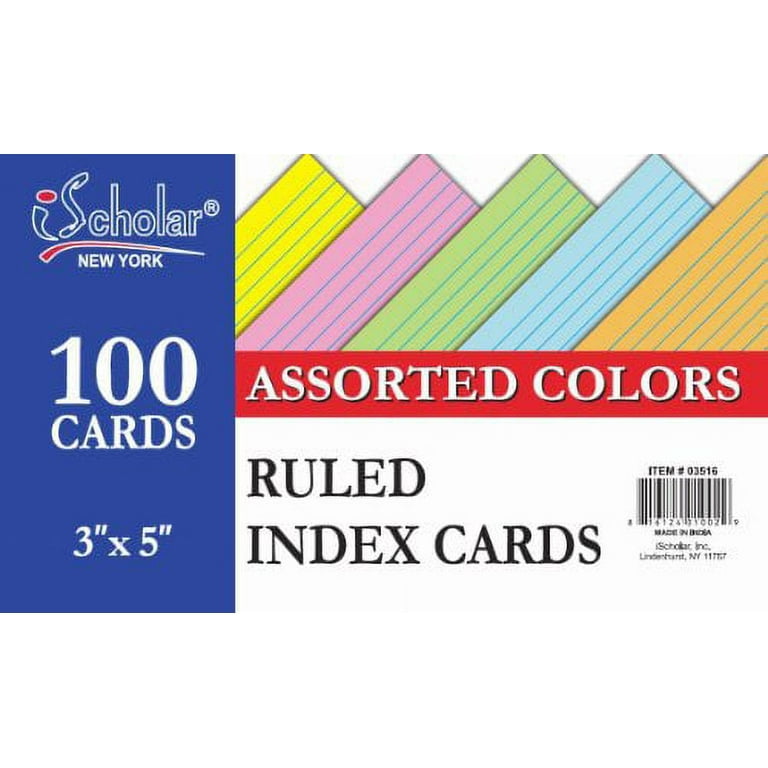 Assorted Colored Index Cards 3″ x 5″ Ruled 03516 – iScholar NY