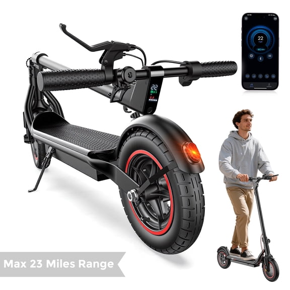 iScooter 500W Electric Scooter for Adults, Max 22Mph & 23Miles, 10" Pneumatic Tire, Foldable Commuting E-Scooter with APP Control, Black