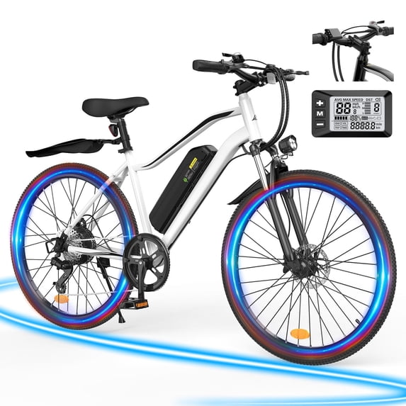 iScooter 750W Peak Electric Bicycles,26" Electric Bike for Adults with 10.8Ah Removable Battery,LCD,Suspension Fork,5 Riding Modes,35 Speed Mountain Ebike