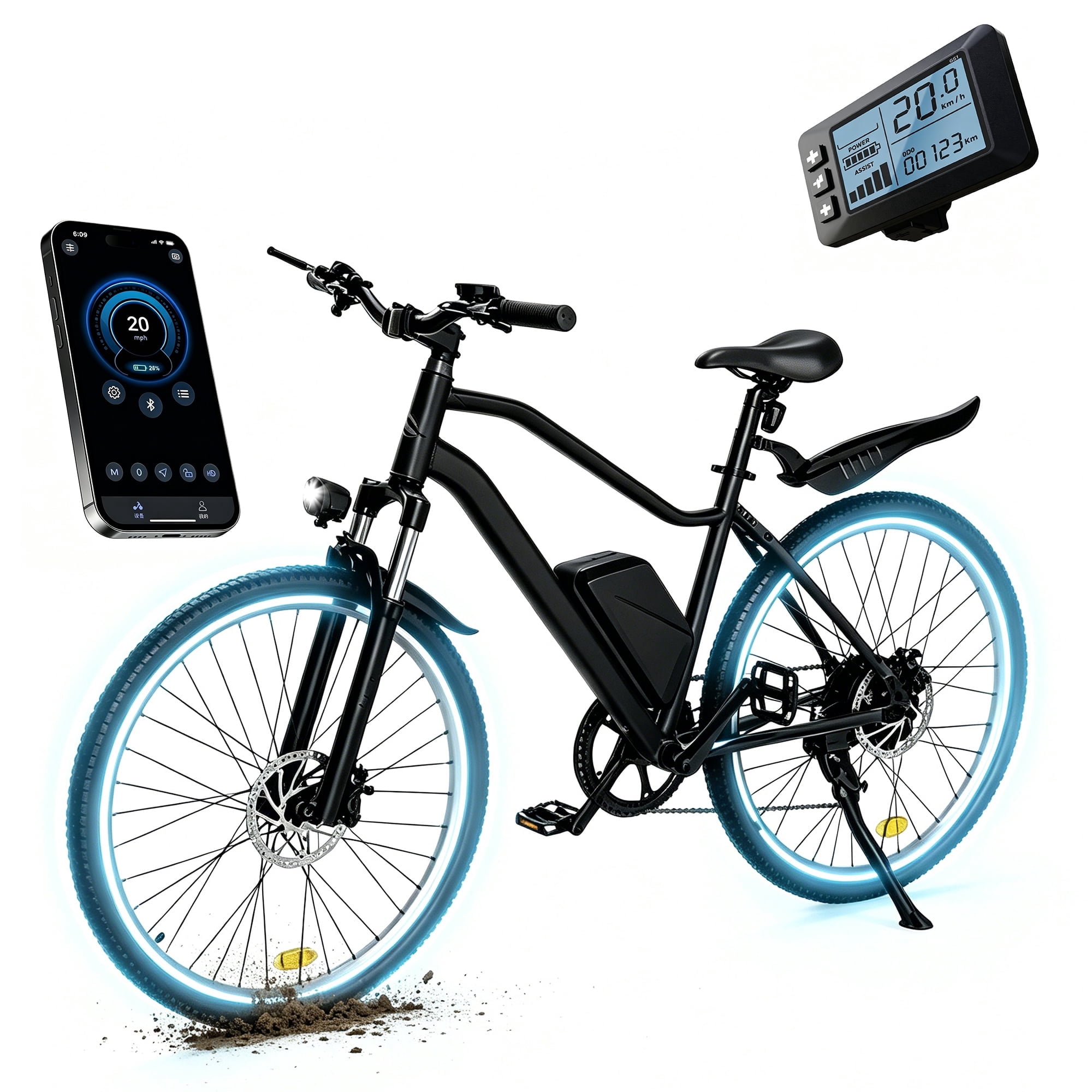 iScooter Electric Bike for Adults 20 Mph, 30+Miles Electric Bicycle,500W Electric Bike with 36V 10.4Ah Battery, 5-Speed, 26" Tires and Front Fork Suspension