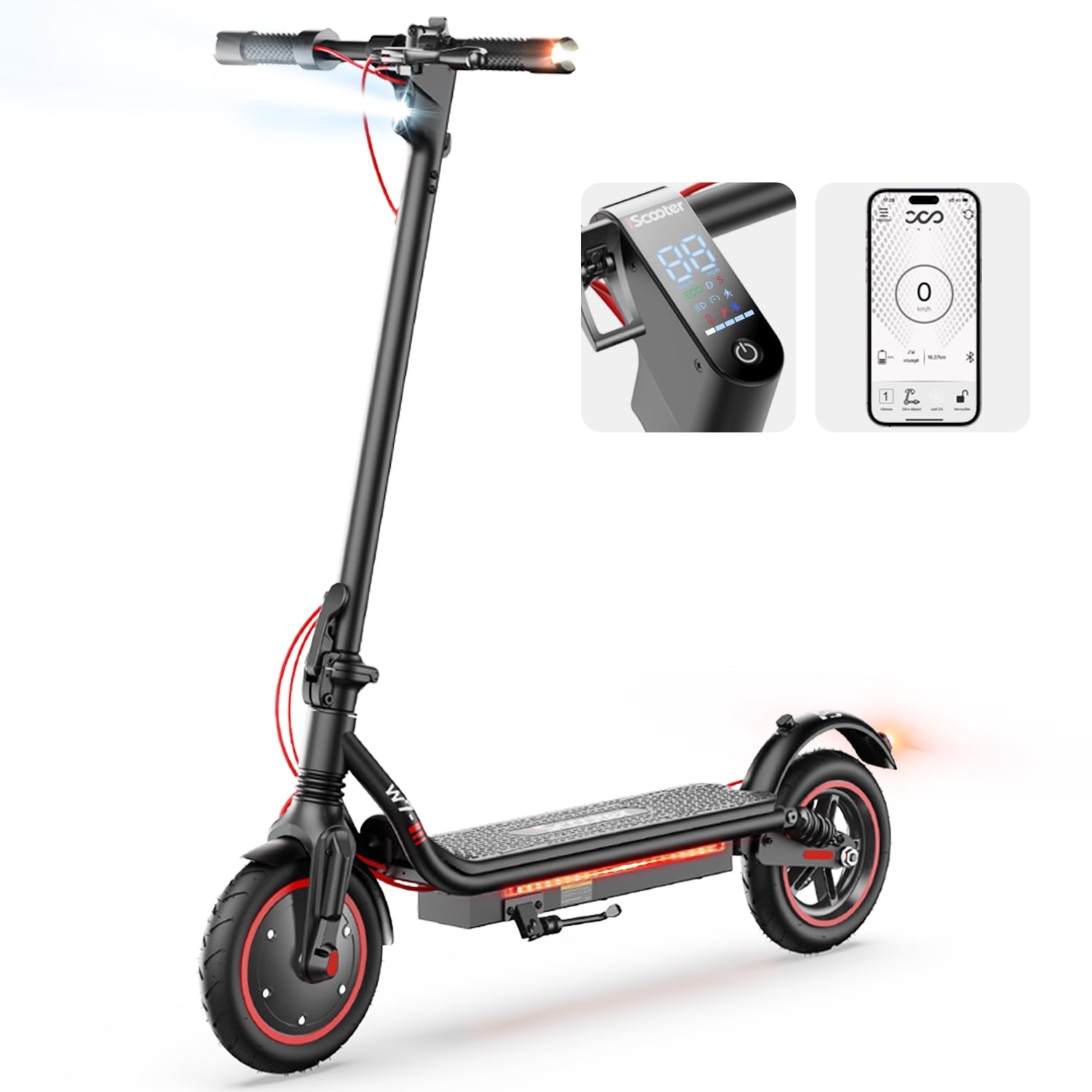 iScooter Electric Scooter for Adult,350W Motor Escooter, 8.5'' Tires,Max Speed 22MPH,Long Range 18 Miles,Turn Signal Light Escooter, Dual Spring Damping Dual Brake System,X-Scooter APP