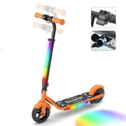 iScooter Electric Scooter Kids Teens 6-12, Up to 9KM Miles 10 MPH MAX, Kids Escooter with 3-Speed & 3-Modes of Lighting, Dual Breaking & Adjustable Height E-Scooter for Boys Girls Orange