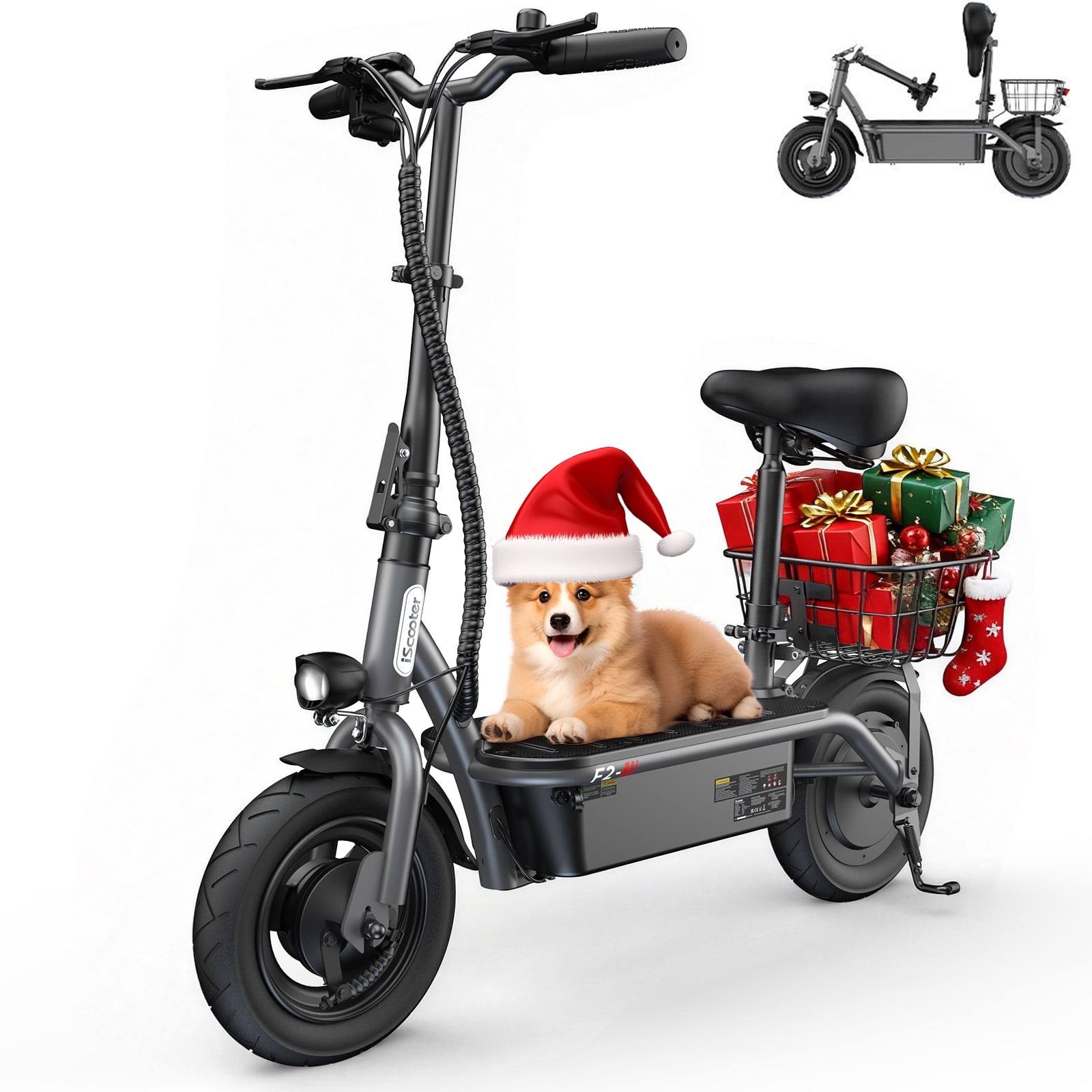 iScooter Electric Scooter with Seat 500W,up to 19 MPH and 18 Miles Long-Range 10 Tires Foldable Escooter with Basket ,Suitable for Students Commuters,Seniors