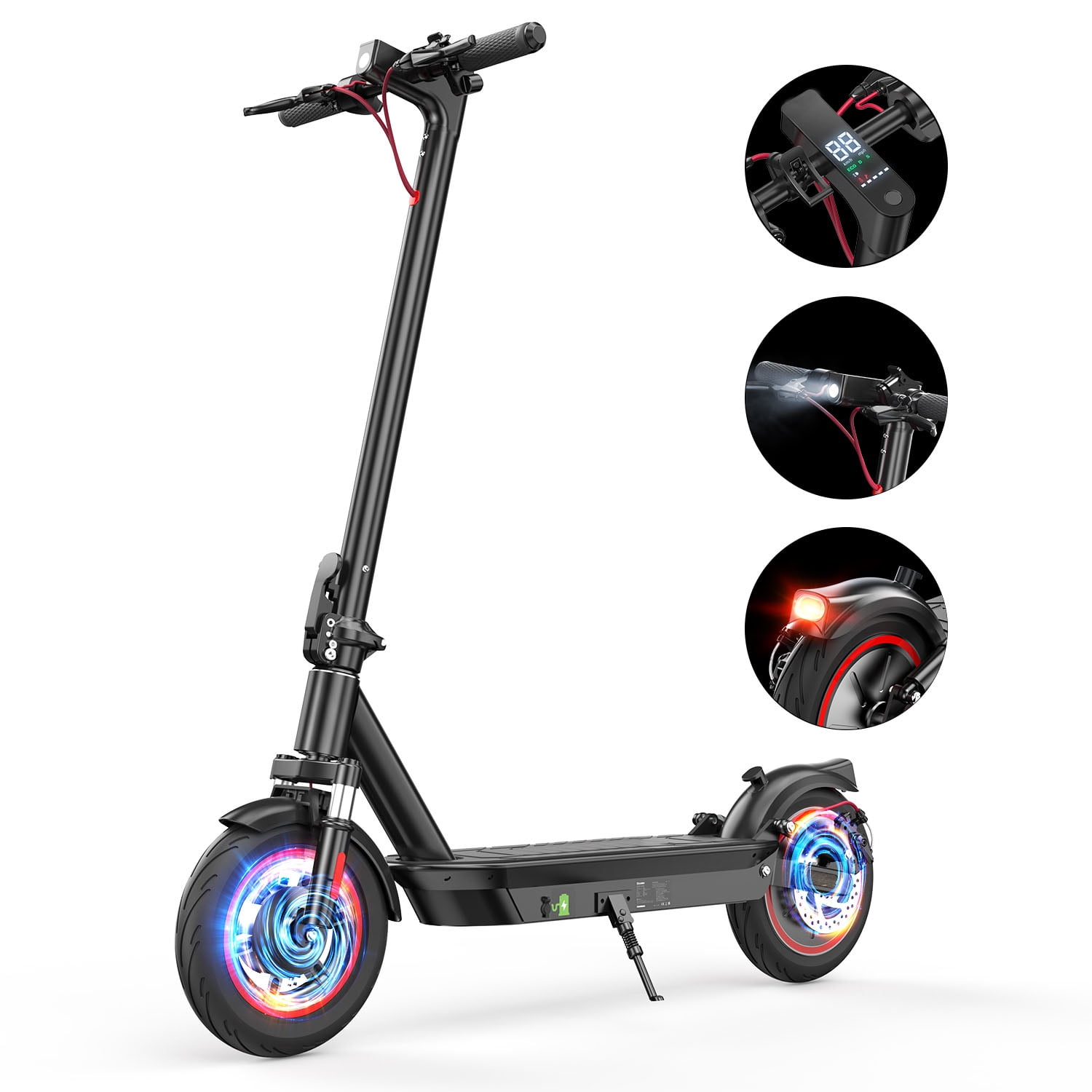 iScooter S10 Adult Electric Scooter, 650W Powerful Motor, Long Range 28 Miles, Top Speed 25 Mph, Foldable for Commuting, with APP & Turn Signal & Storage Bag