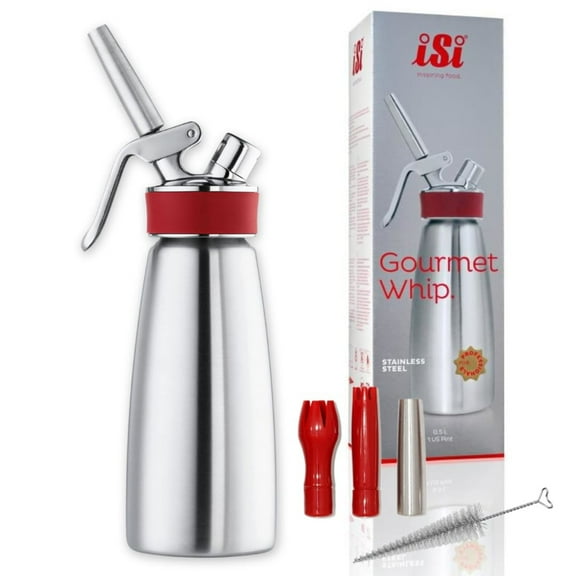 iSi Gourmet Whip (1 Pint) - Multifunctional Food Whipper for Warm & Cold Application, Stainless Steel Cream Canister - Includes 3 Decorating Tips, Dishwasher Safe - Professional Culinary Tool