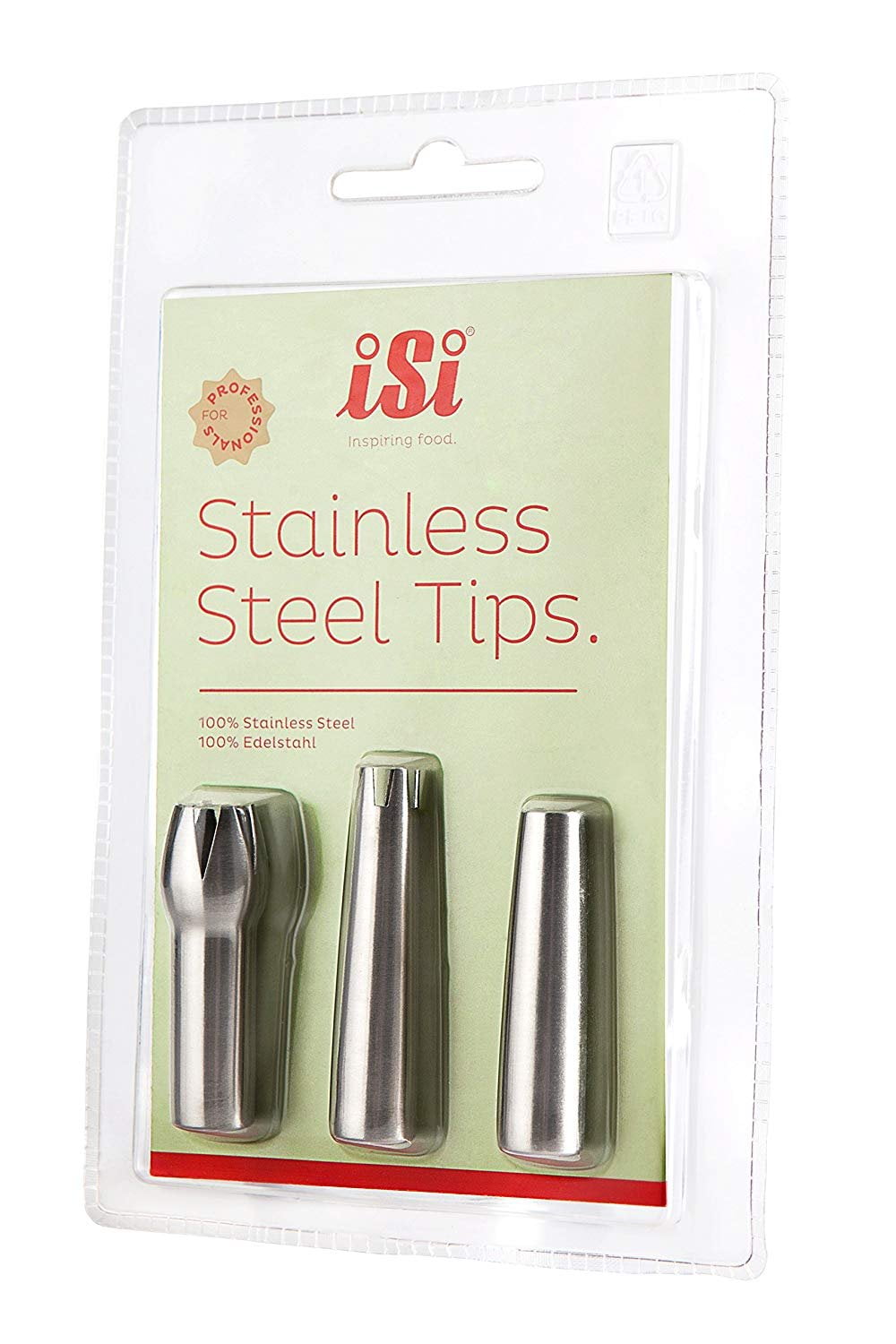 iSi Stainless Steel Replacement Decorator Tips - Set of Three, Tulip, Star and Straight Great for a Variety of Applications