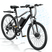iSinwheel 750W Peak Electric Bike Adult,26 Mountain Bicycle Professional,Front Dual Shock Absorption Ebike,Up 20MPH,55 Miles,36V 10.4AH Nonremovable Battery,Black
