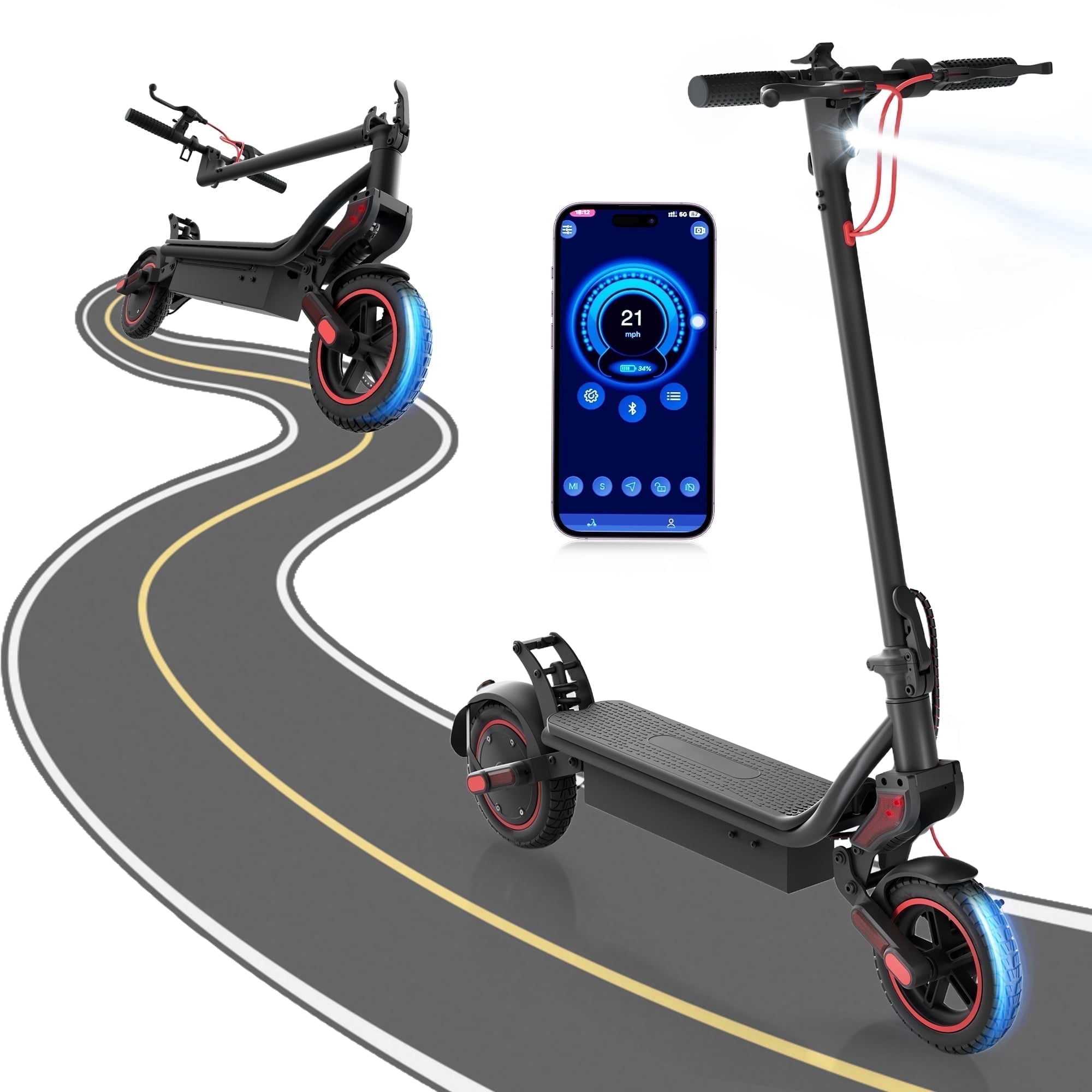 iScooter 750W Electric Scooter, Top Speed 25 mph,10" Foldable E-Scooter for Adults with 48V 14Ah Battery,Smart App Control