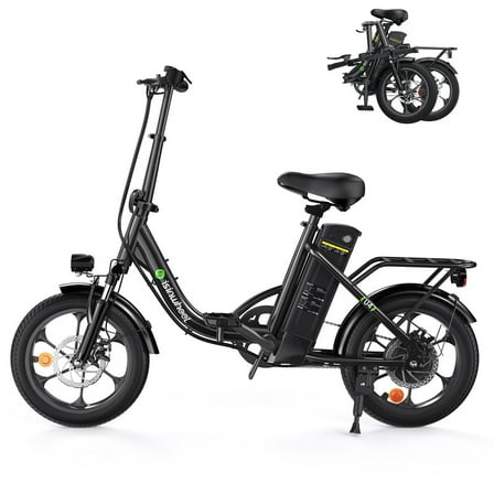 iSinwheel 750W Folding Electric Bike,16" Electric Bicycles with Max 56KM PAS Range & 20MPH,Step-Thru Commuter E Bikes for Adults and Teens,Black