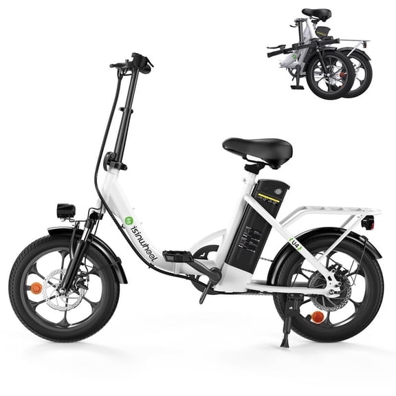 iSinwheel 750W Folding Electric Bike,16" Electric Bicycles with Max 56KM PAS Range & 20MPH,Commuter E Bikes for Adults and Teens,White