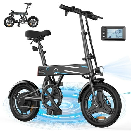 iSinwheel 14" Foldable Electric Bicycle for Adults,500W 36V/7.8Ah Electric Bike,LCD,20MPH Commuter E Bike for Teen